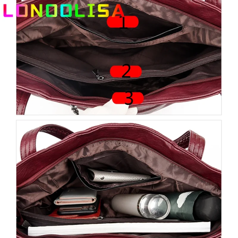 Premium Microfiber Leather Tote with Multi-Compartment Design - Versatile Women's Professional Shoulder Bag - Image 6