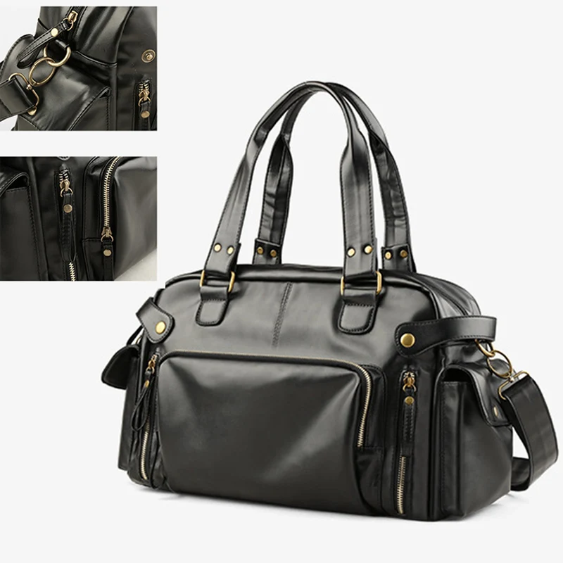 Professional maintaining and caring for different color leather briefcases