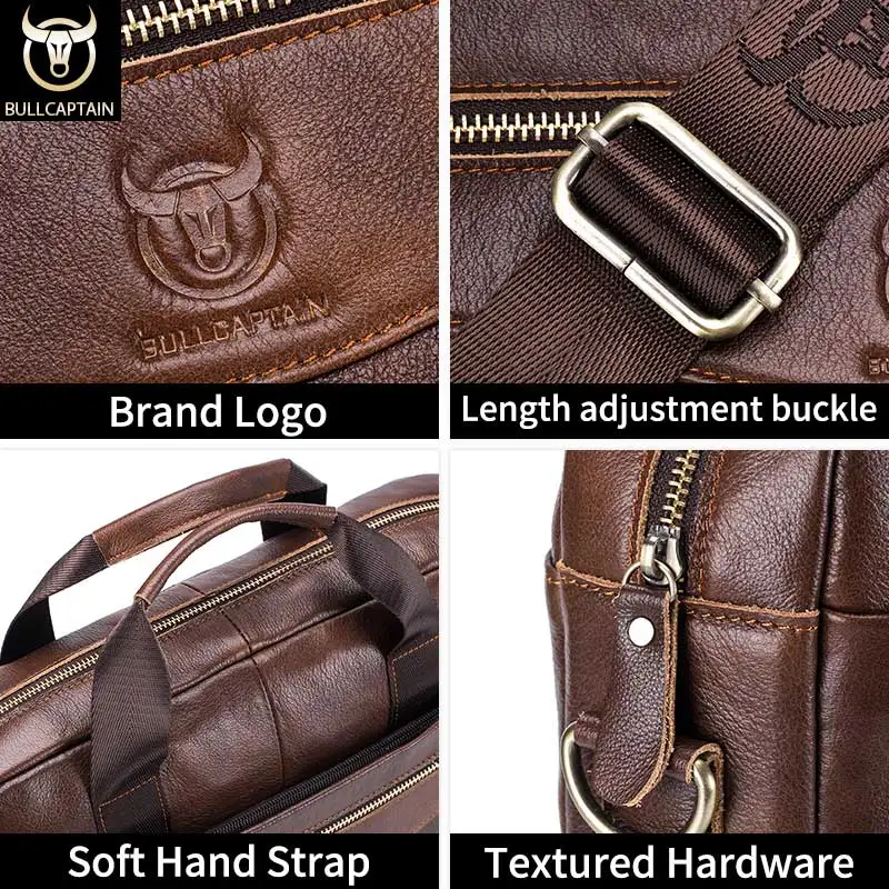 Professional leather briefcase with optimized laptop protection for daily commuting