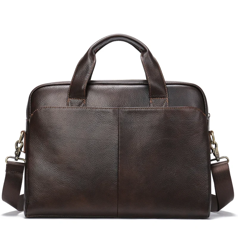 Full Grain Cow Leather Briefcase with Laptop Compartment - Professional Business Document Bag - Image 3