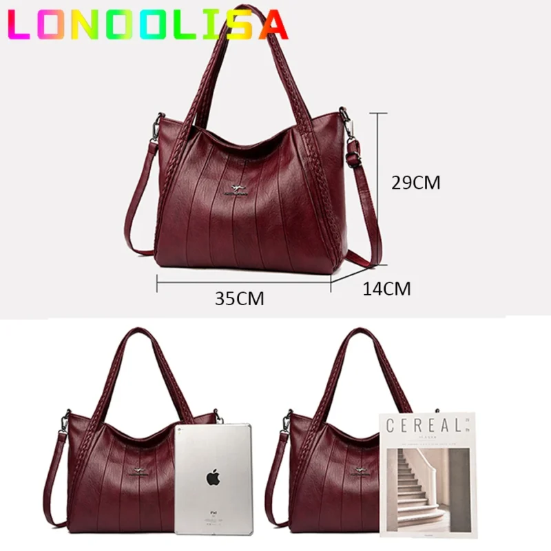 Premium Microfiber Leather Tote with Multi-Compartment Design - Versatile Women's Professional Shoulder Bag - Image 5