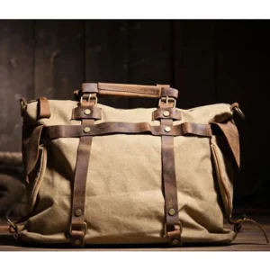 Vintage Canvas Leather Messenger Bag - Military Style Crossbody Sling Tote for Men - Classic Casual Carrier