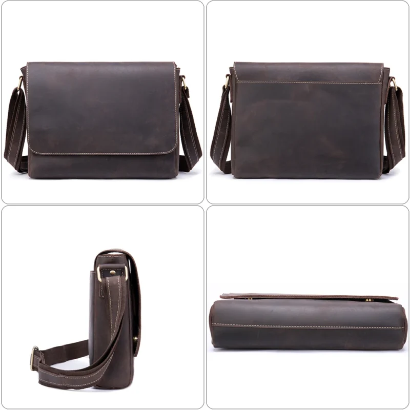 Full Grain Cowhide Leather Briefcase with 13-Inch Laptop Compartment for Men - Professional Messenger Bag - Image 6