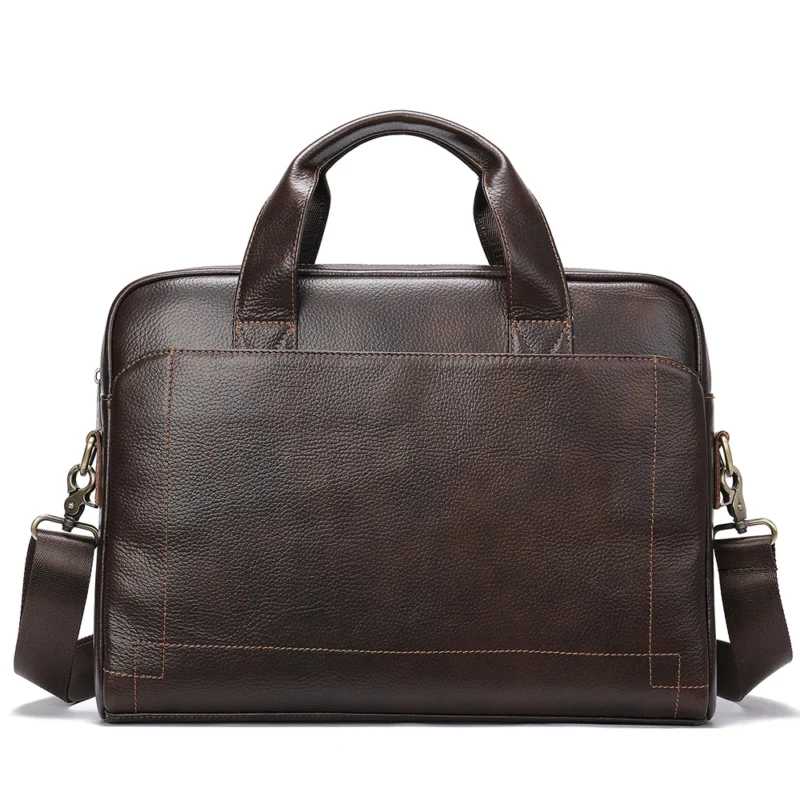 Full Grain Cow Leather Briefcase with Laptop Compartment - Professional Business Document Bag - Image 7