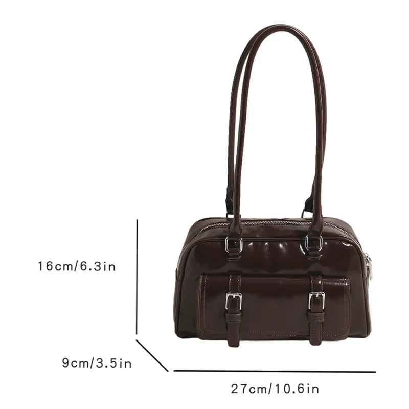 Y2K Aesthetic Red PU Leather Shoulder Bag with Top Handle for Women - Fashion Tote Purse - Image 18