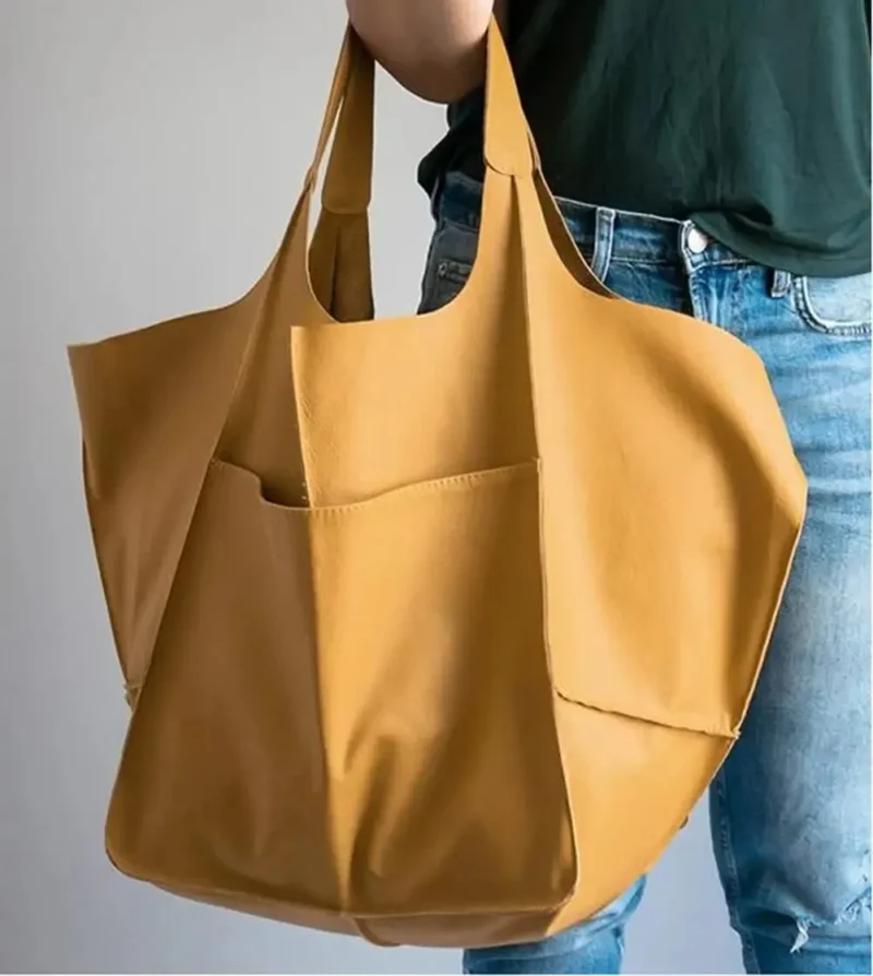 Premium PU Leather Work Tote with Spacious Compartments for Women - Professional Bucket Bag - Image 8