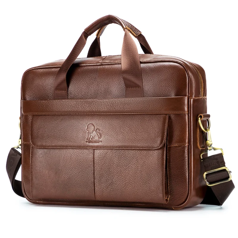 Full Grain Cowhide Leather Briefcase with Laptop Compartment - Professional Business Messenger Bag - Image 8