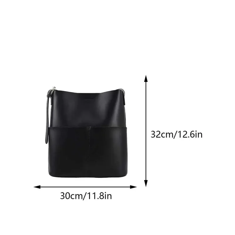 Vegan Leather Bucket Bag Multi-Pocket Shoulder Tote for Women - Professional Everyday Hobo Handbag - Image 9