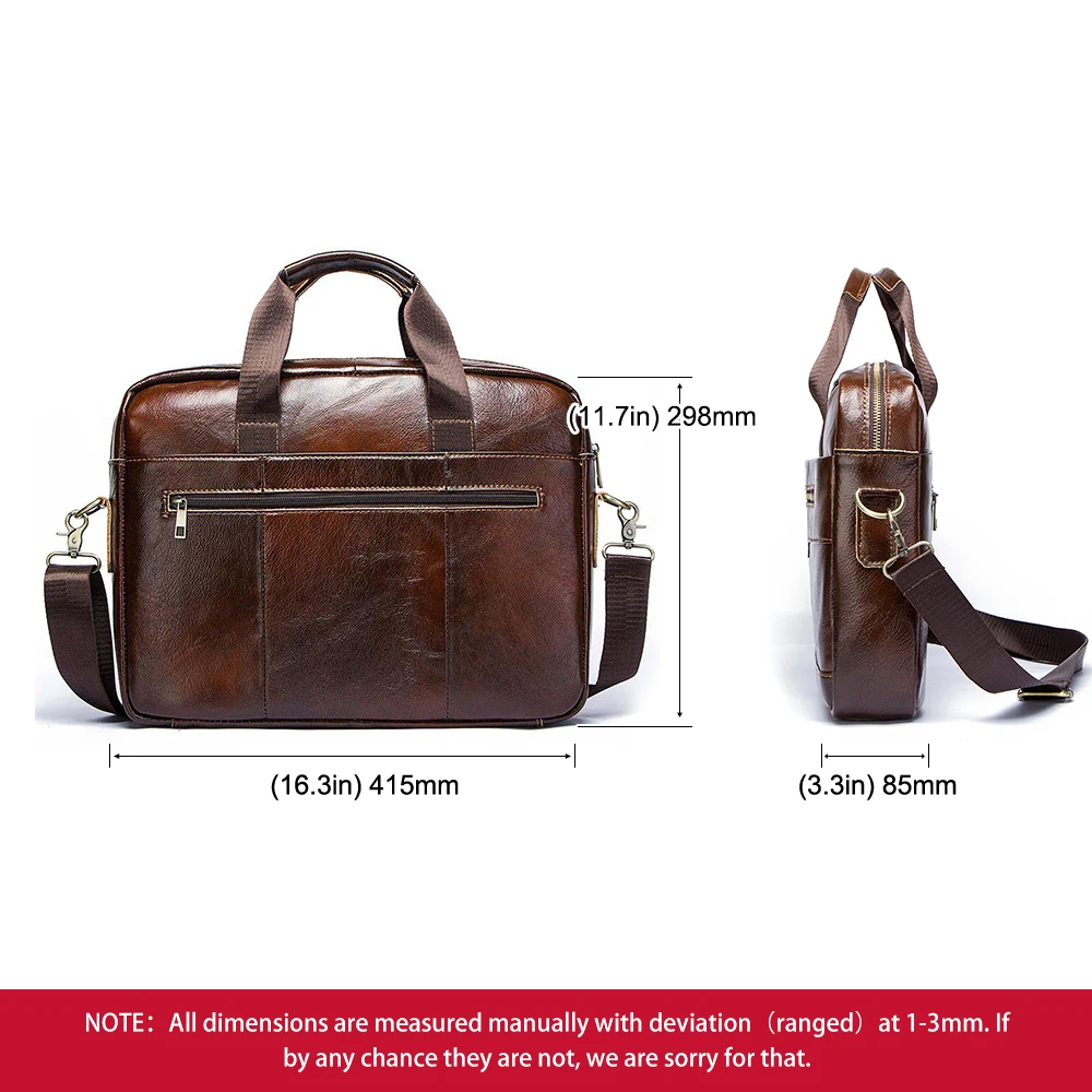 Rich brown leather briefcase showing patina and professional versatility