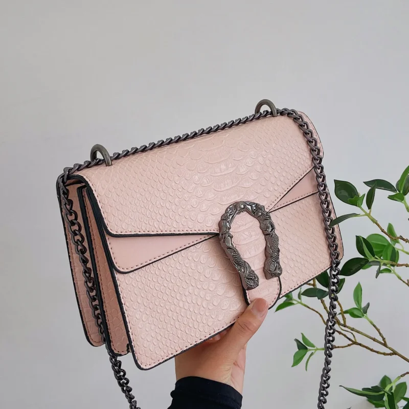Elegant PU Leather Small Square Crossbody Bag with Chain Strap for Women - Fashion Statement Accessory - Image 8