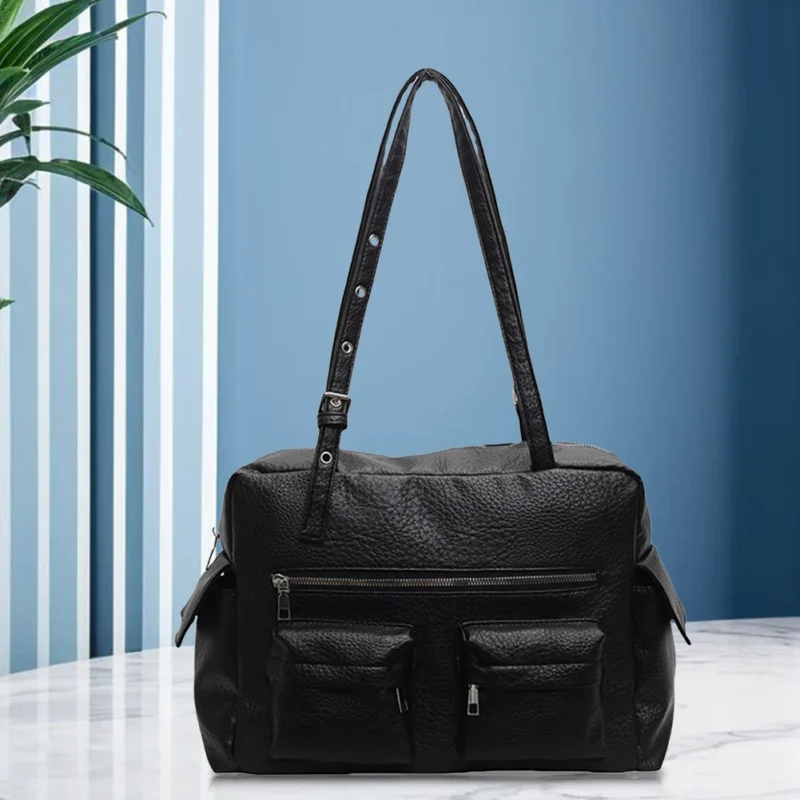 Vegan Leather Work Tote with Adjustable Strap for Women - Professional Multi-Pocket Satchel - Image 9
