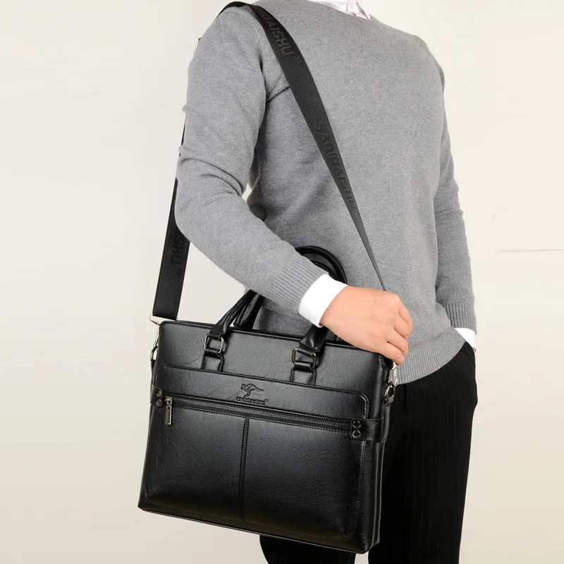 Unisex vegan leather briefcase with contemporary design suitable for any professional