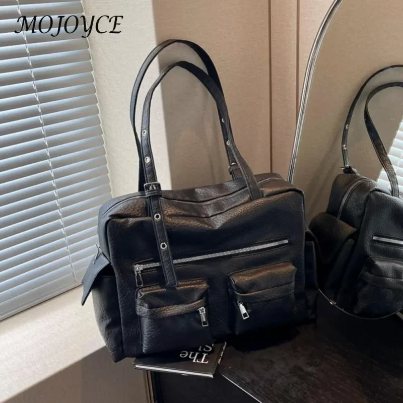 Vegan Leather Work Tote with Adjustable Strap for Women - Professional Multi-Pocket Satchel - Image 5