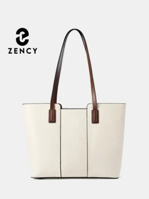Genuine Leather Work Tote with Laptop Compartment - Professional Women's Handbag