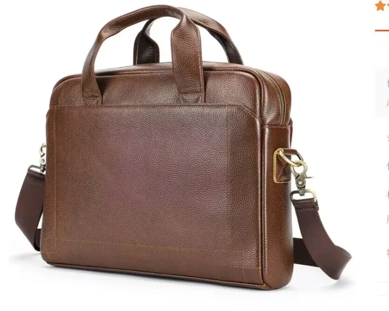 Full Grain Cow Leather Briefcase with Laptop Compartment - Professional Business Document Bag - Image 8