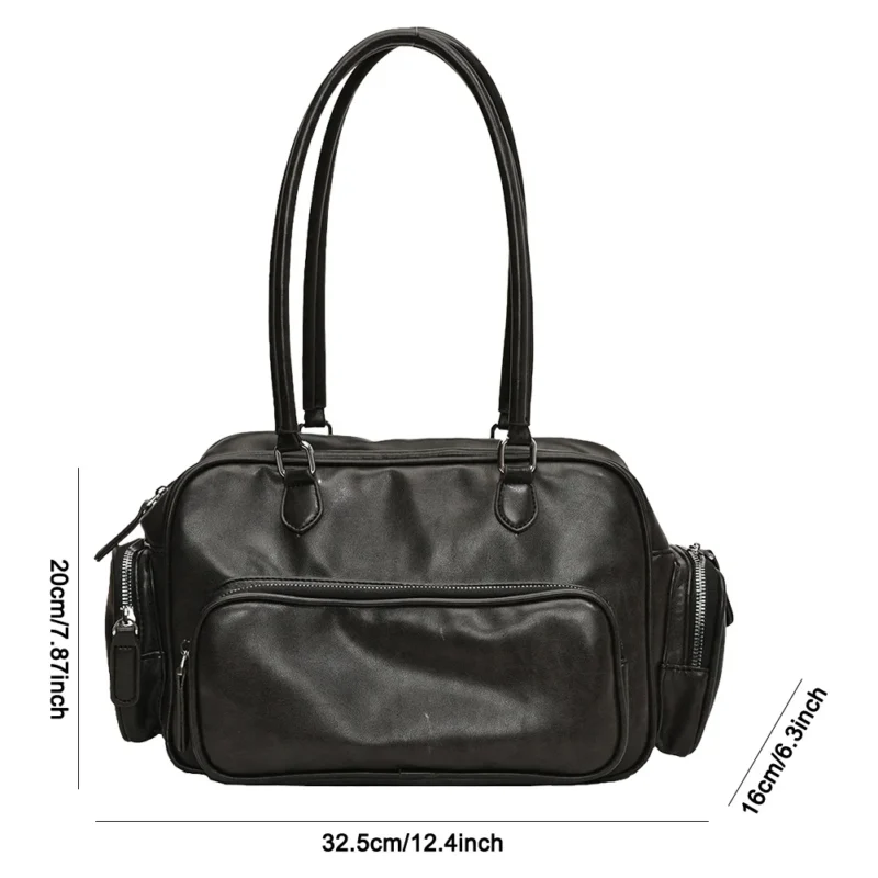 PU Leather Work Tote with Multi-Pockets Shoulder Bag for Women - Professional Hobo Handbag - Image 5