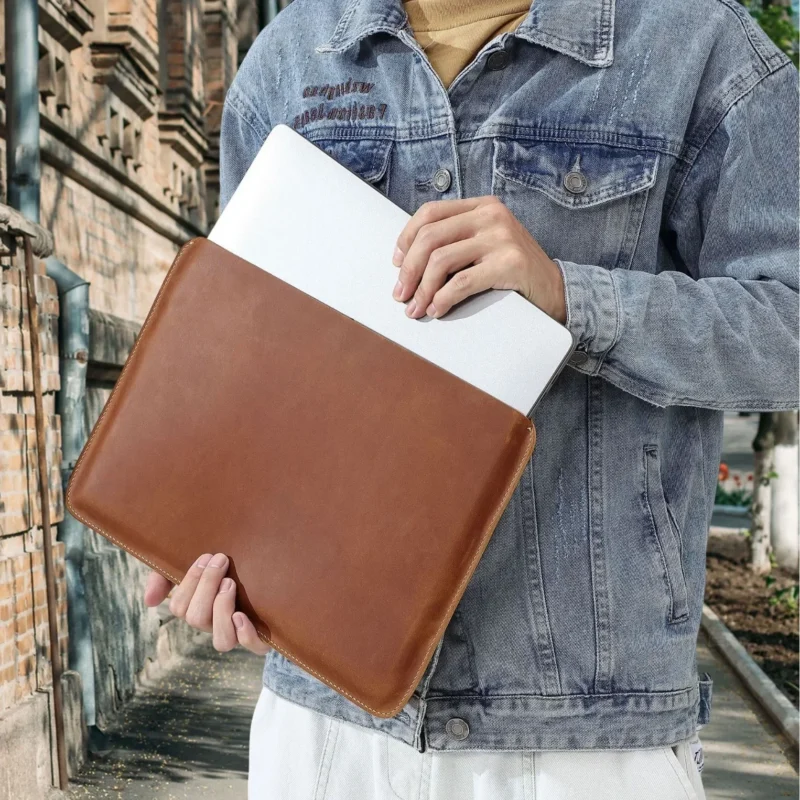 Premium Cowhide Leather Business Briefcase with Laptop Protection - Professional Document Carrier - Image 4