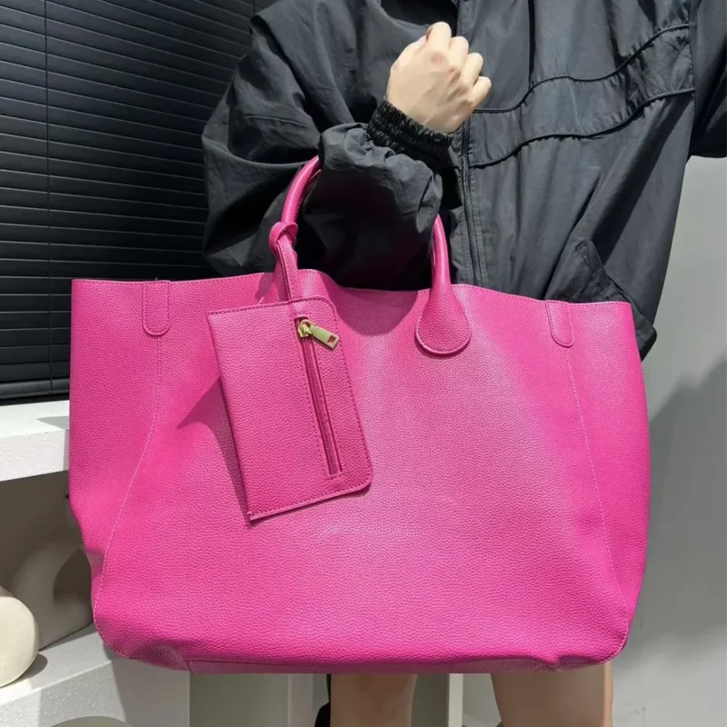 Vegan Leather Oversized Tote Work Bag with Large Capacity - Professional Women's Shopper - Image 8