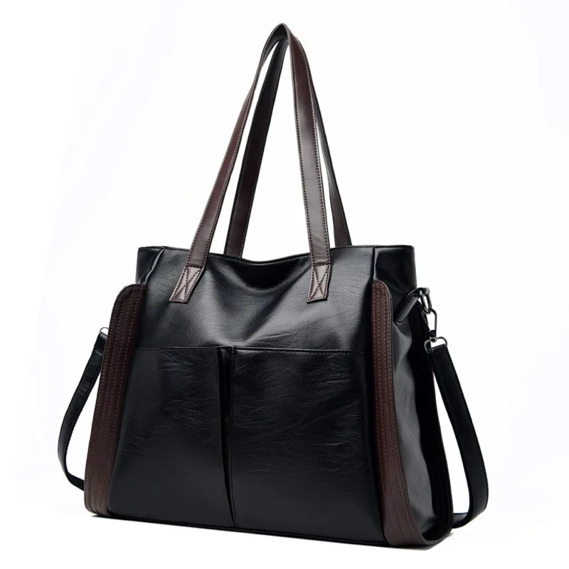 Soft Leather Bucket Tote Bag with Multiple Compartments - Professional Women's Shoulder Satchel - Image 7