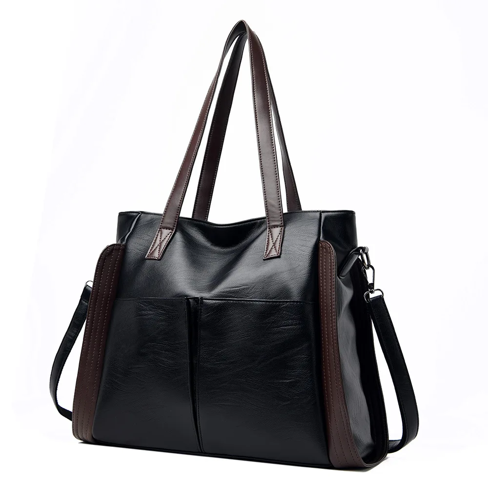 Women's professional leather work tote showing versatile styling options for the workplace