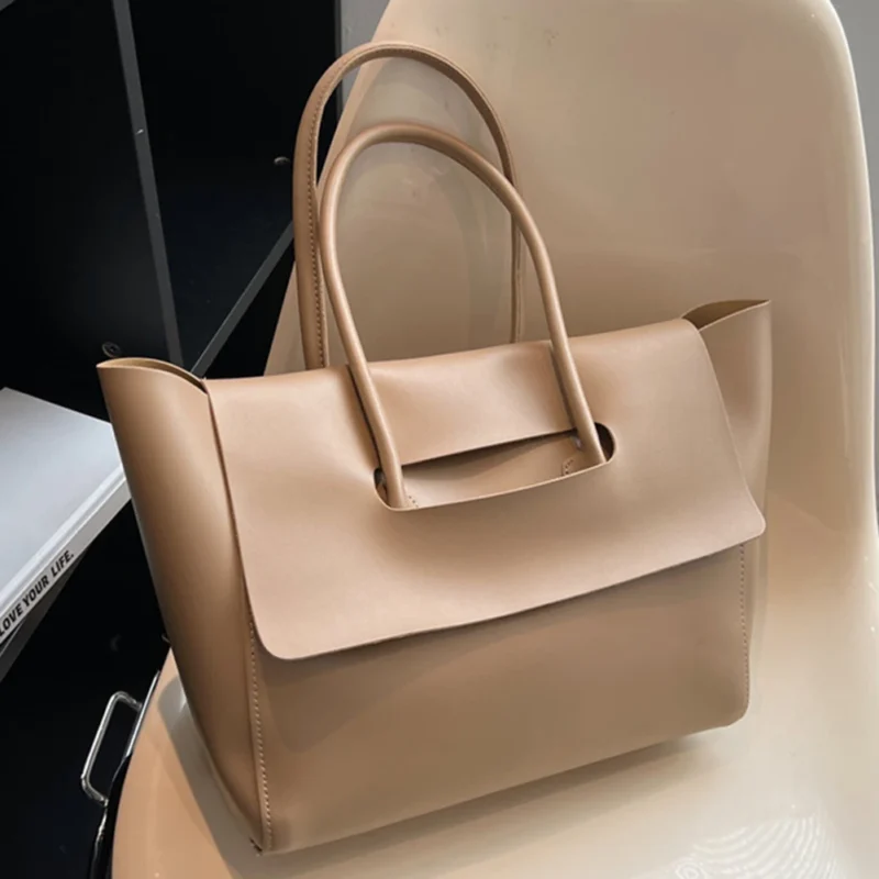 Vintage PU Leather Work Tote Bag with Large Capacity for Women - Professional Casual Shoulder Handbag - Image 9