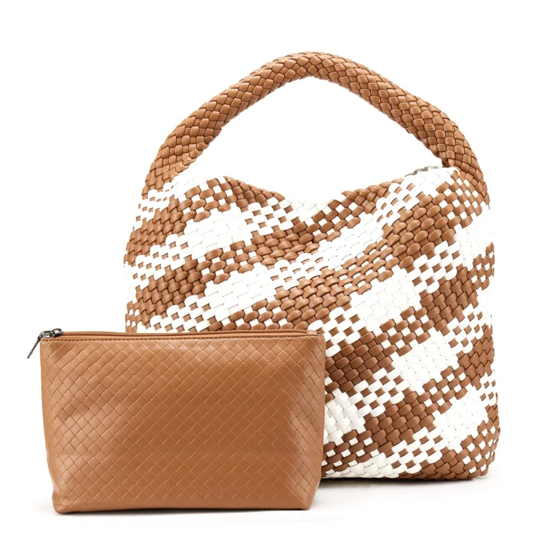 Vegan Leather Woven Tote Bag with Shoulder Straps for Women - Professional Work and Travel Handbag - Image 9