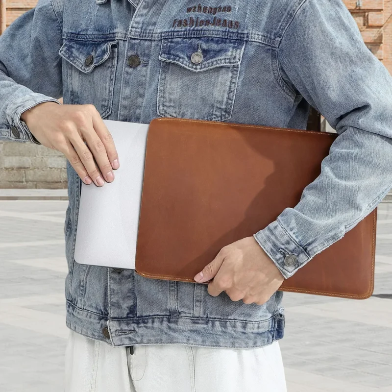 Premium Cowhide Leather Business Briefcase with Laptop Protection - Professional Document Carrier - Image 5