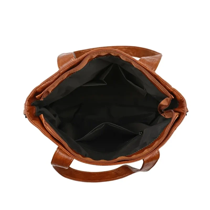 Vintage 3-Piece PU Leather Handbag Set for Women - Luxury Crossbody Shoulder Bags with Multiple Compartments - Image 6