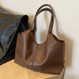 Vintage PU Leather Tote Bag Large Capacity Professional Work Handbag for Women - Classic Minimalist Design