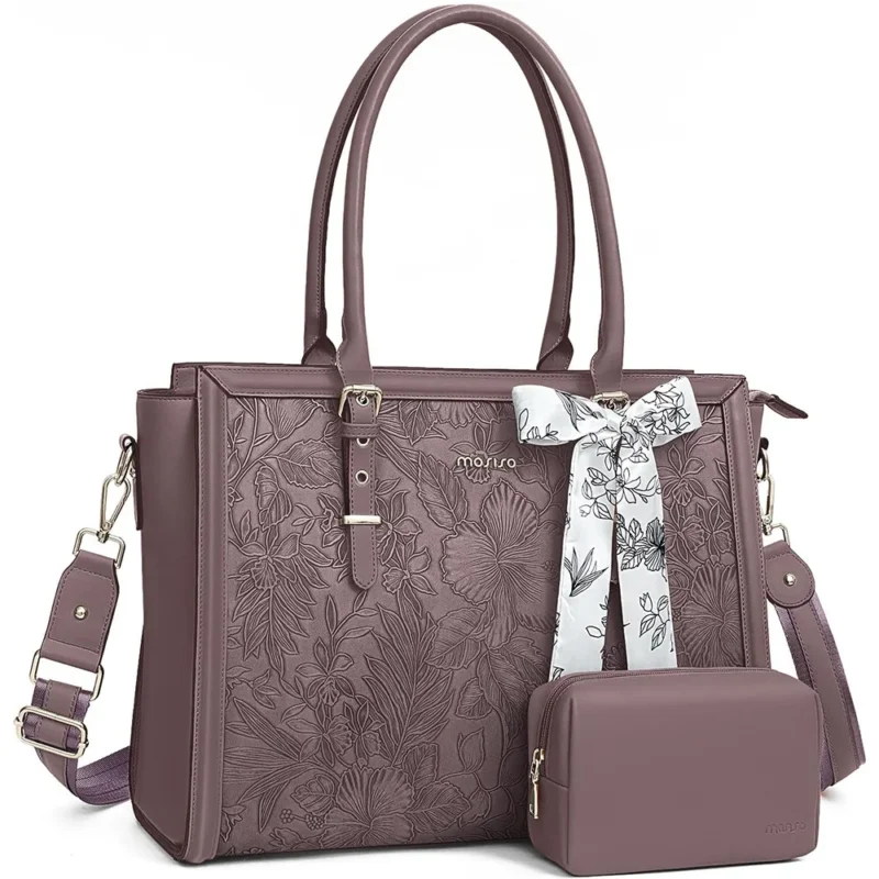 Professional PU Leather Laptop Tote Bag for Women - 15.6 Inch Notebook Shoulder Bag with Organizers - Image 10