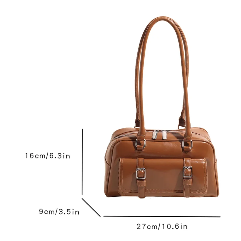 Y2K Aesthetic Red PU Leather Shoulder Bag with Top Handle for Women - Fashion Tote Purse - Image 15