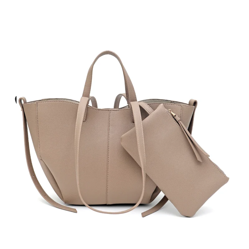 Vegan Leather Minimalist Work Tote with Magnetic Closure - Professional Women's Shoulder Bag - Image 7