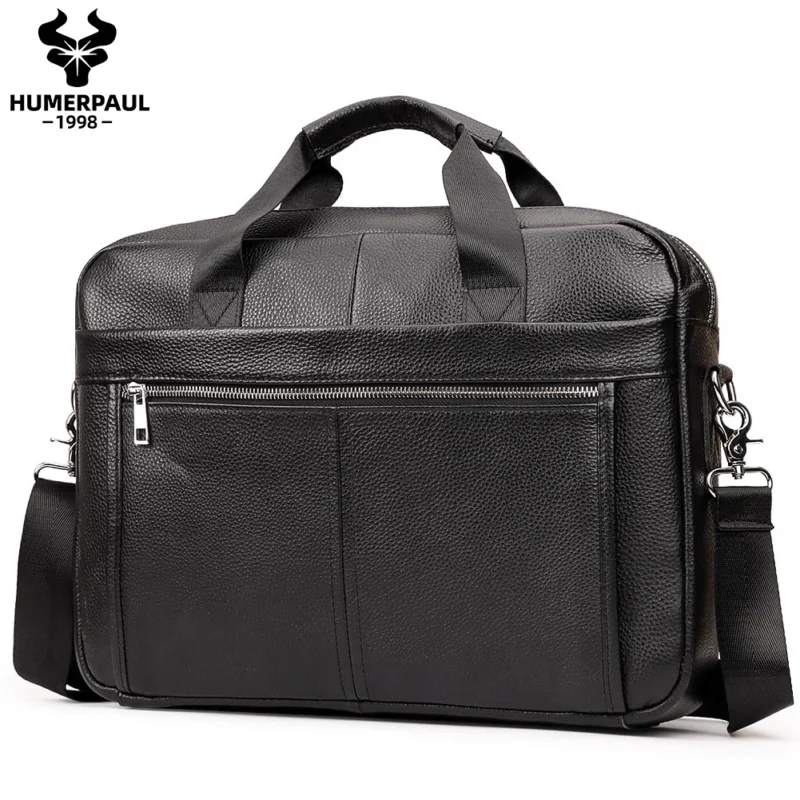 Full Grain Cow Leather Briefcase for Men - Professional Business Laptop Messenger Bag - Image 7