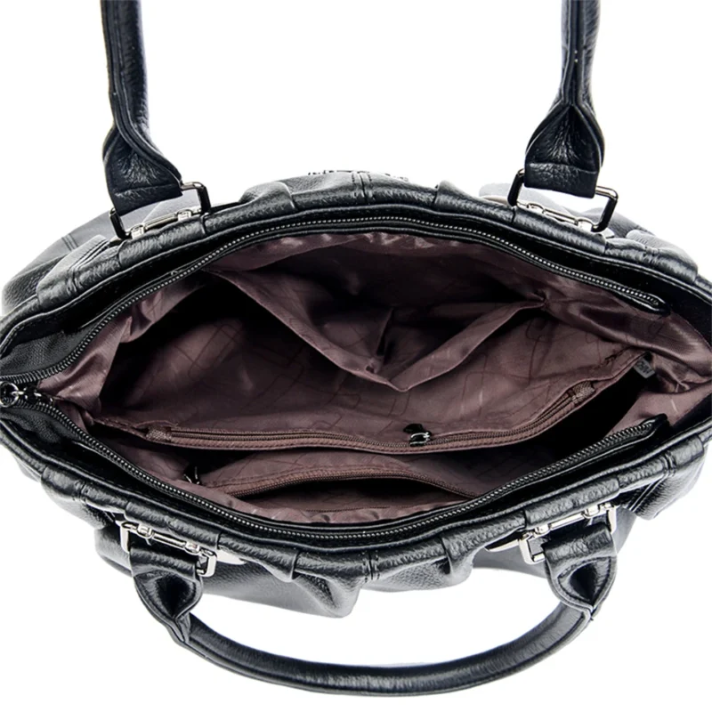 Microfiber Leather Work Tote Bag with Zipper Closure for Women - Professional Commuter Handbag - Image 6