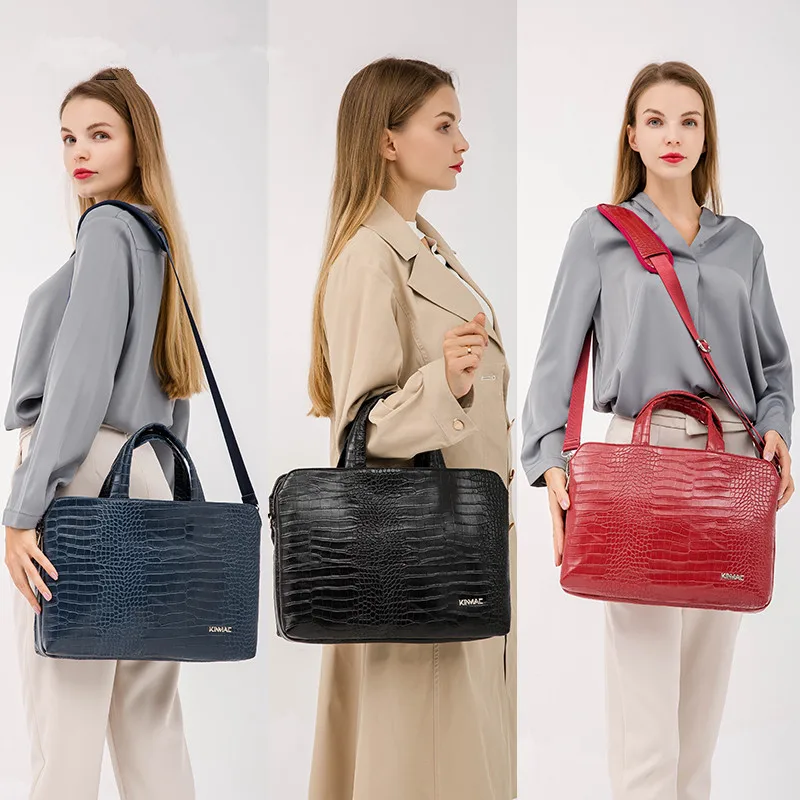 Professional leather briefcase for women with laptop protection and organization features