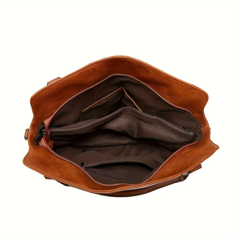 PU Leather 2-Piece Tote Bag Set - Professional Work Bags with Multi-Pockets for Women - Image 2