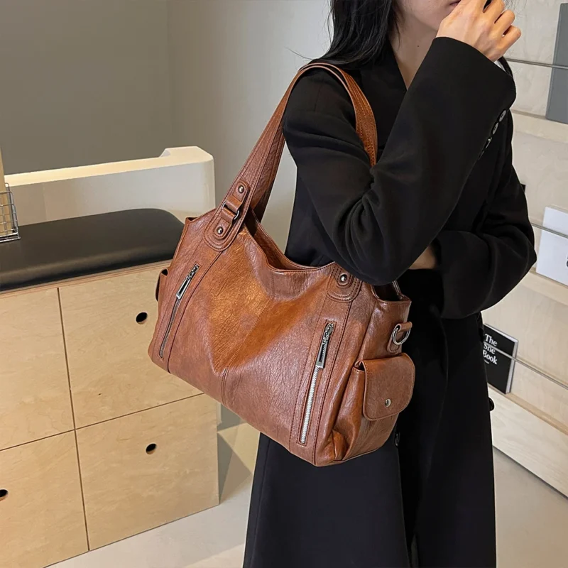 Vegan Leather Tote Bag with Adjustable Shoulder Strap - Professional Women's Work Purse - Image 2