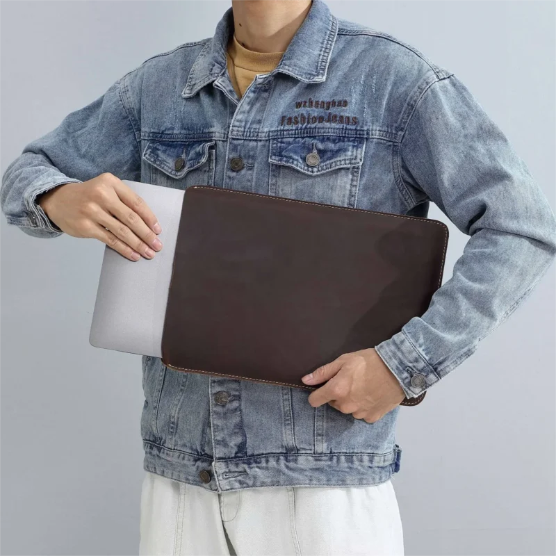 Premium Cowhide Leather Business Briefcase with Laptop Protection - Professional Document Carrier - Image 6