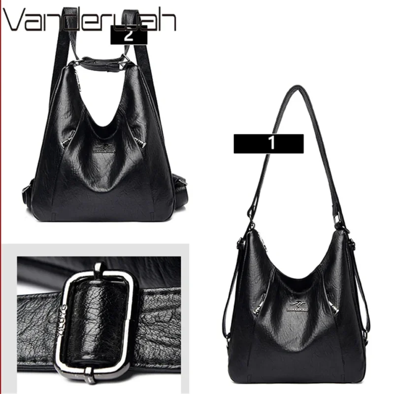 Sheepskin Leather Convertible Tote with Multi-Function Storage - Professional Women's Shoulder Bag - Image 5
