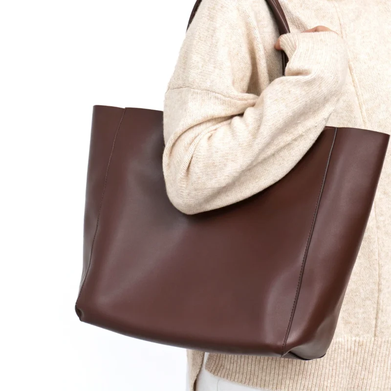 Full Grain Leather Work Tote with Laptop Compartment for Women - Professional Daily Bag - Image 3