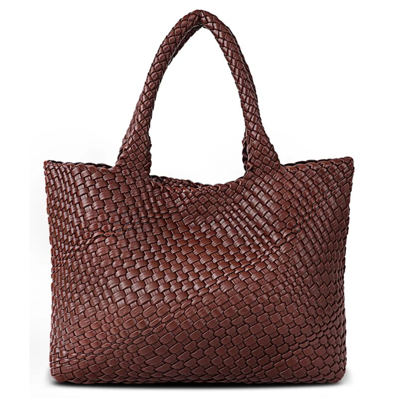 Woven Vegan Leather Tote Bag with Handle for Women - Professional Work & Travel Companion - Image 12