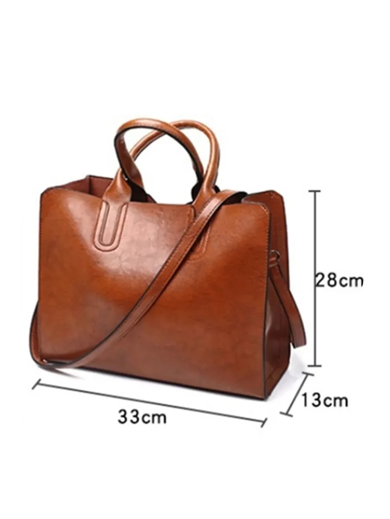 Vintage PU Leather Tote Bag with Large Capacity for Women - Professional Retro Shoulder Crossbody Handbag - Image 5