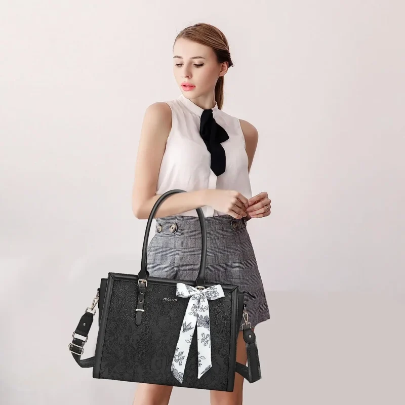 Professional PU Leather Laptop Tote Bag for Women - 15.6 Inch Notebook Shoulder Bag with Organizers - Image 6