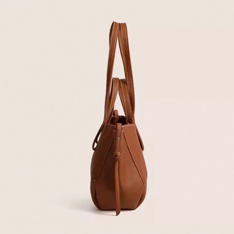 Professional Vegan Leather Tote Bag with Interior Compartments for Women - Elegant Workday Carryall - Image 3