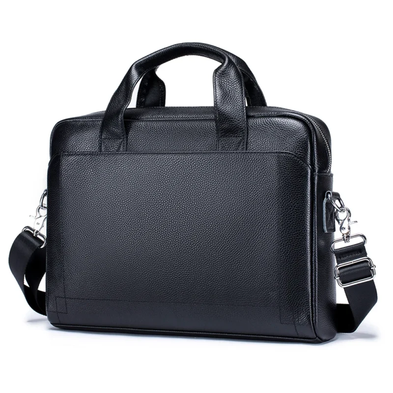 Full Grain Cowhide Leather Briefcase with Laptop Compartment - Professional Business Messenger Bag - Image 7