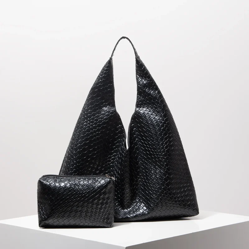 Woven Pattern Vegan Leather Work Tote with Matching Wallet - Professional Women's Commuter Bag - Image 7