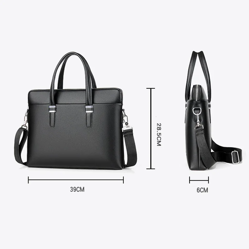 Executive examining quality features of a professional leather briefcase