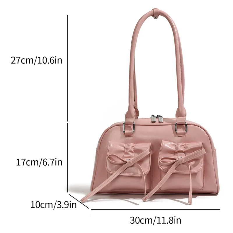 Y2K Aesthetic Red PU Leather Shoulder Bag with Top Handle for Women - Fashion Tote Purse - Image 12