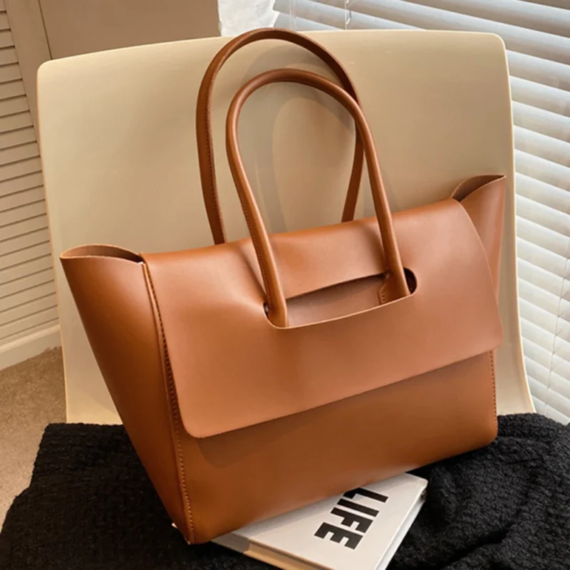 Vintage PU Leather Work Tote Bag with Large Capacity for Women - Professional Casual Shoulder Handbag - Image 7