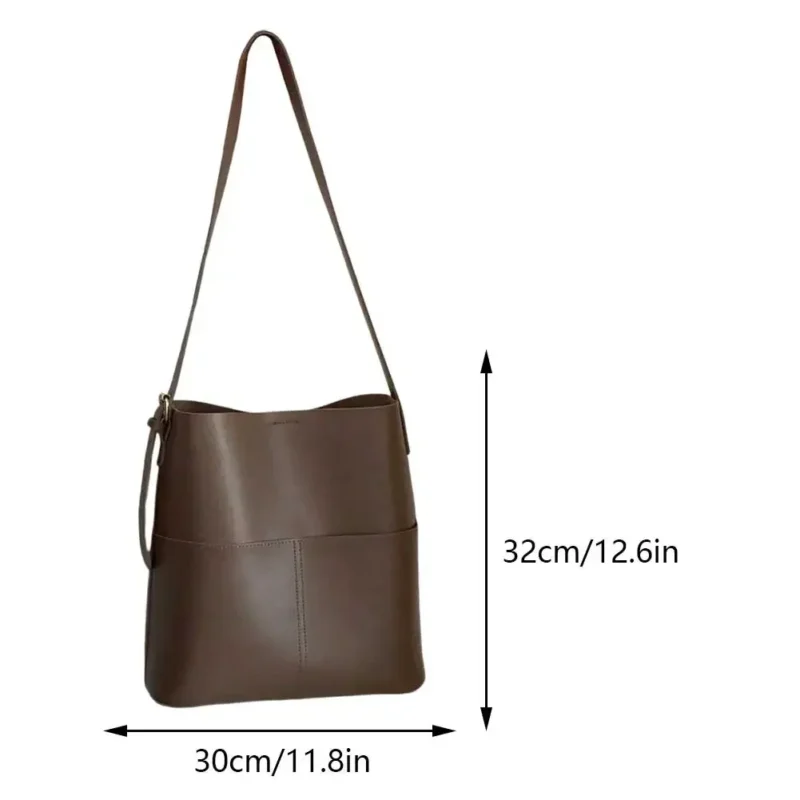 Vegan Leather Bucket Bag Multi-Pocket Shoulder Tote for Women - Professional Everyday Hobo Handbag - Image 6